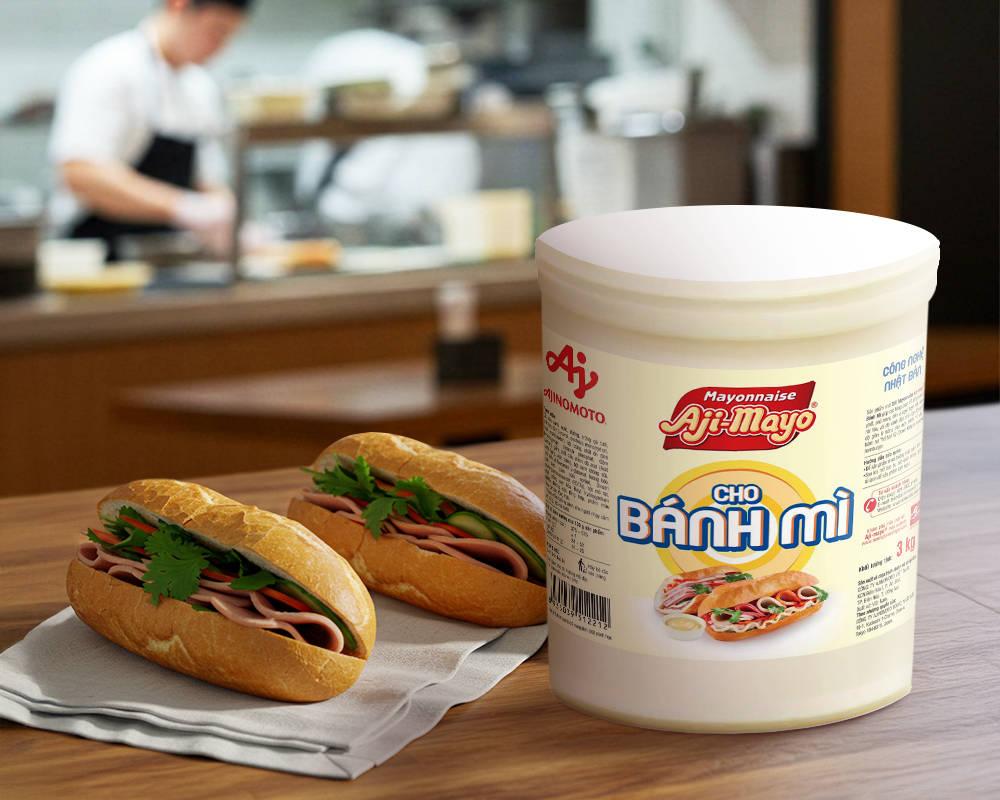 Xốt Mayonnaise Aji-mayo® dung tích lớn cho chuỗi cửa hàng bán bánh mì.